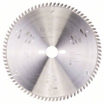 Lame de scie circulaire avec des dents acérées. Logo et spécifications techniques gravés. Adapté aux travaux précis du bois.