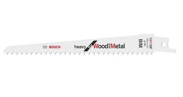 Lame de scie-sabre S 611 DF, Heavy for Wood and Metal, lot de 100 Bosch Accessories 2608656259 Longueur lame de scie 150 mm 100 pc(s)