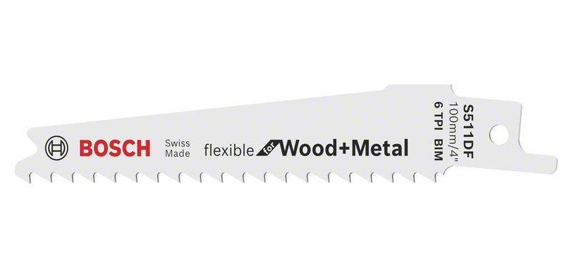 Lame de scie-sabre S 511 DF, 100 x 19 x 0,9 mm, lot de 5 Bosch Accessories 2608657723 Longueur lame de scie 100 mm 5 pc(