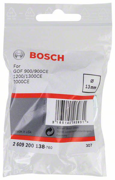 Emballage pour accessoires d'outils Bosch portant l'inscription 'pour GOF 900/900CE', diamètre 13 mm. Fabriqué aux États-Unis.