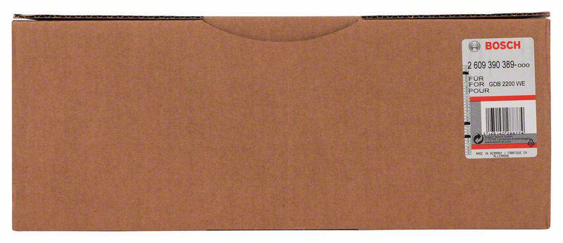Un carton brun avec une étiquette sur la droite affichant 'Bosch' et des numéros de série. Emballage probablement destiné à un appareil électrique.