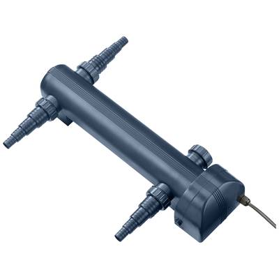 'Purificateur d'eau UV noir avec plusieurs connexions, compact et cylindrique. Adapté pour les systèmes de purification d'eau.'