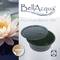 'BellAqua' et 'FountainBowl 65'. À gauche, une image d'un nénuphar en fleur, à droite un bol rond gris. Texte : 'Matériau de haute qualité'.