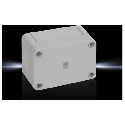 Un boîtier rectangulaire gris avec quatre vis aux coins, sur un fond noir.