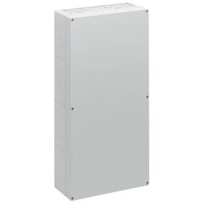 Un boîtier de distribution rectangulaire blanc avec des vis aux coins, adapté aux installations électriques intérieures.