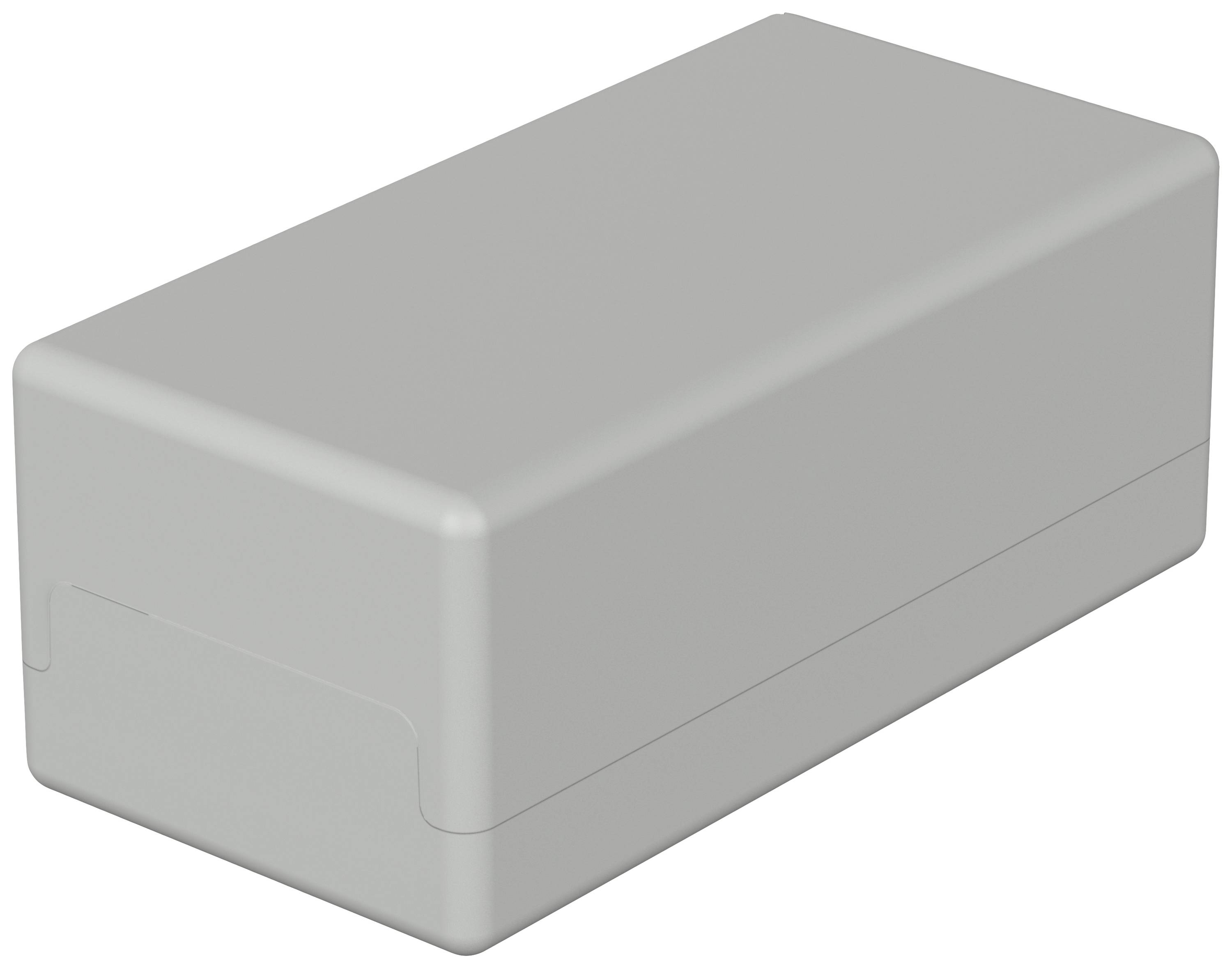 Boîtier rectangulaire en plastique gris, adapté aux composants électroniques.