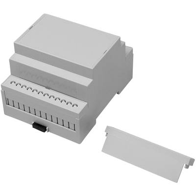 Boîtier gris pour rail DIN avec couvercle amovible. Adapté pour les connexions électriques dans les armoires de commande.