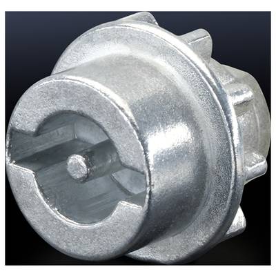 Pièce métallique cylindrique avec rainures et tige centrale, sur un fond sombre, probablement un composant de vis.