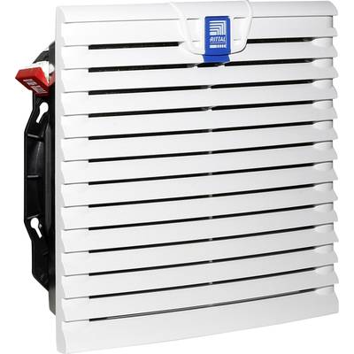 Couvercle de grille de ventilation blanc avec des fentes horizontales et un logo bleu en haut au centre.