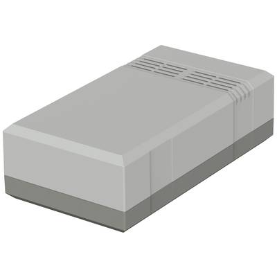Boîtier électronique rectangulaire gris avec des fentes de ventilation, adapté aux applications industrielles.