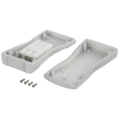 Kit de boîtier en plastique en deux parties en gris, comprenant quatre vis, adapté aux appareils électroniques ou aux projets DIY.