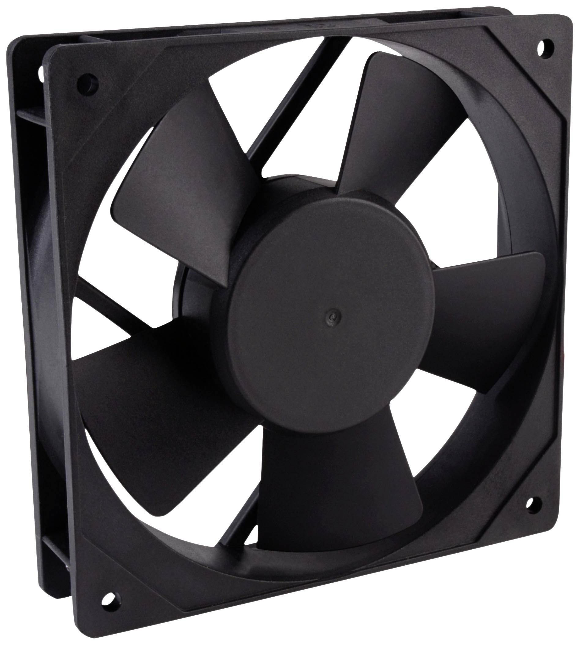 Ventilateur d'ordinateur noir à six pales, principalement utilisé pour le refroidissement dans les appareils électroniques.