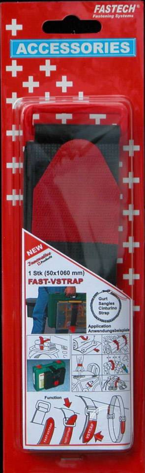 'Emballage d'accessoires Fastech. Contient un produit rouge pour diverses applications. Diagrammes et instructions au verso.'