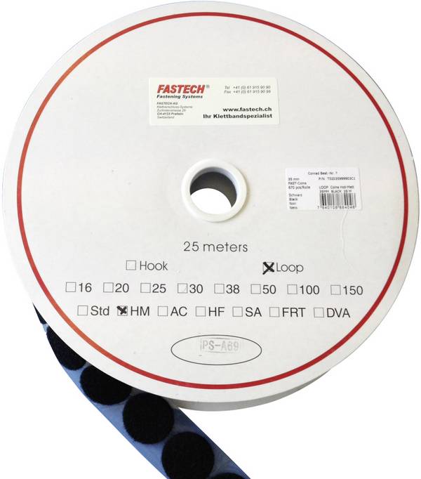 FASTECH®  Pastille ronde auto-agrippante hotmelt à coller partie velours (Ø x L) 47 mm x 5 m noir  5 m