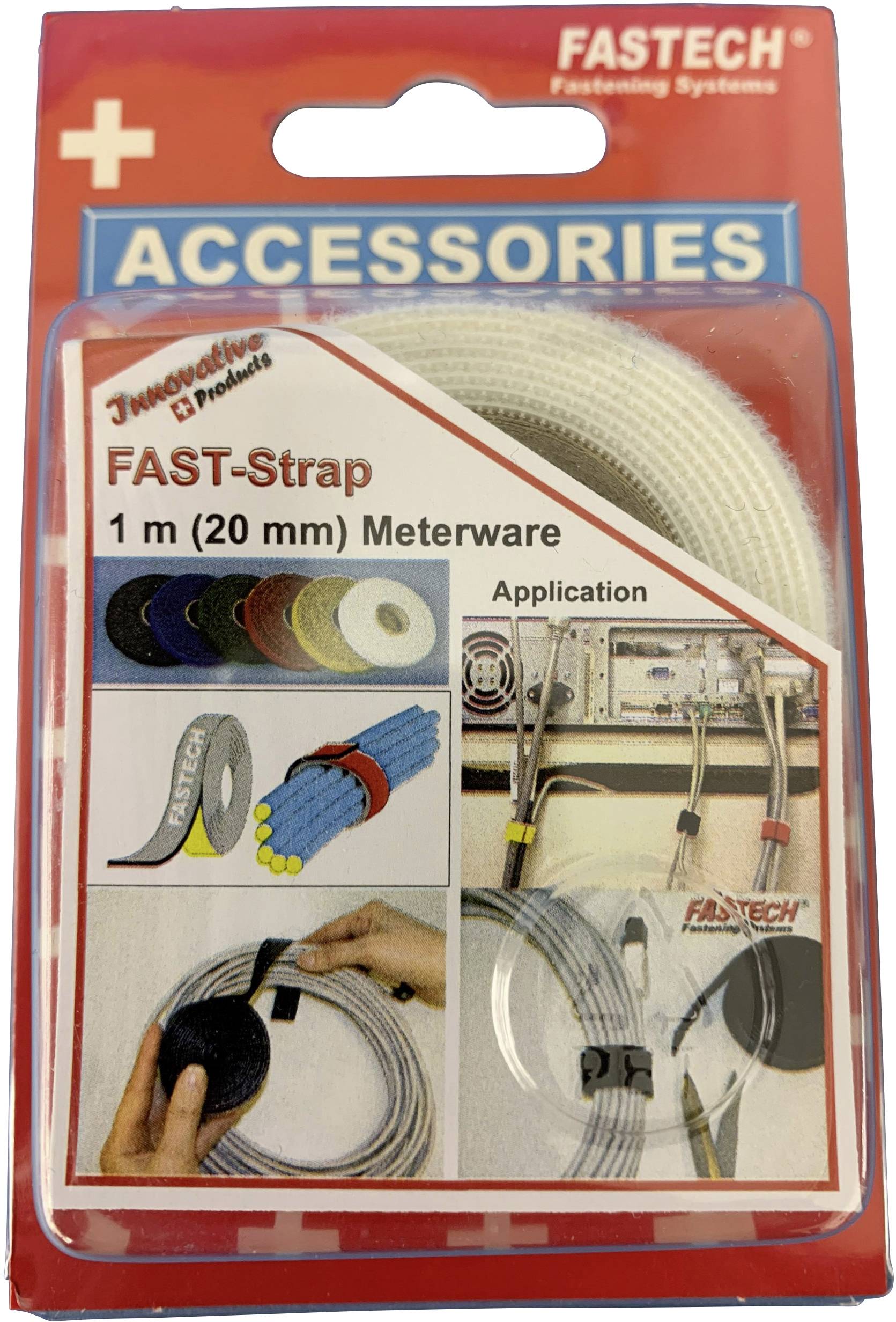 Fastech - 910-010 Nastro A Strappo Per Raggruppare Lato Morbido E Lato Rigido (l X L) 1000 Mm X 20 Mm Bianco 1 M