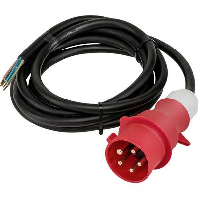 Un câble électrique rouge à cinq broches avec un câble noir.