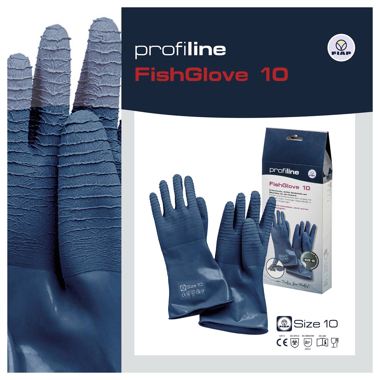 FIAP 1702 profiline Latex naturel Gants de pêche Taille (gants): 10 1 pc(s)-1