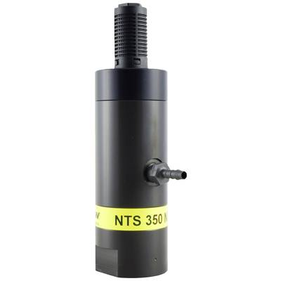 Dispositif technique cylindrique noir avec une étiquette jaune 'NTS 350 N' et une buse latérale, probablement un élément de pompe ou de filtre.