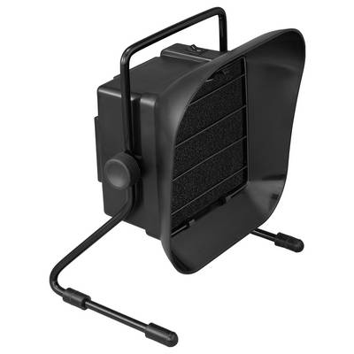 Aspirateur de fumée portable noir pour soudure, avec pied réglable, qui absorbe et filtre la fumée pendant le processus de soudage.