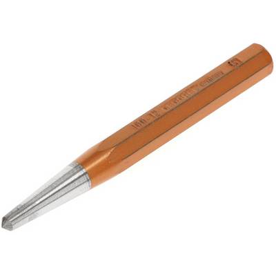 Un crayon de charpentier orange à la forme anguleuse, posé en diagonale. Son design distinctif facilite des marquages robustes.