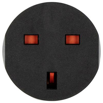 Un visage circulaire noir avec deux yeux rectangulaires rouges et une petite bouche rouge, ressemblant à un simple robot ou masque.