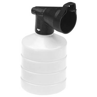 Un récipient cylindrique blanc avec un couvercle noir, probablement un appareil de pulvérisation ou un produit de nettoyage.