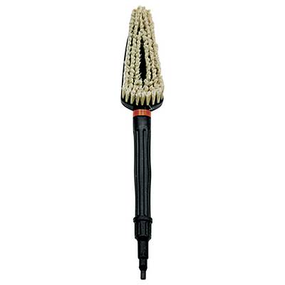 Un brosse noir avec une tête de brosse conique et des poils clairs, adaptée aux tâches de nettoyage.