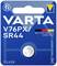 Emballage de pile Varta, modèle V76PX/SR44, « Experts en piles depuis 1887 », avec dispositif de sécurité enfant et marquage argenté.