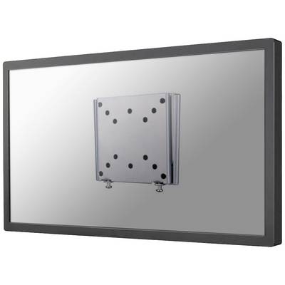 Un écran rectangulaire avec un support rectangulaire argenté au centre. L'arrière-plan est simplement gris.