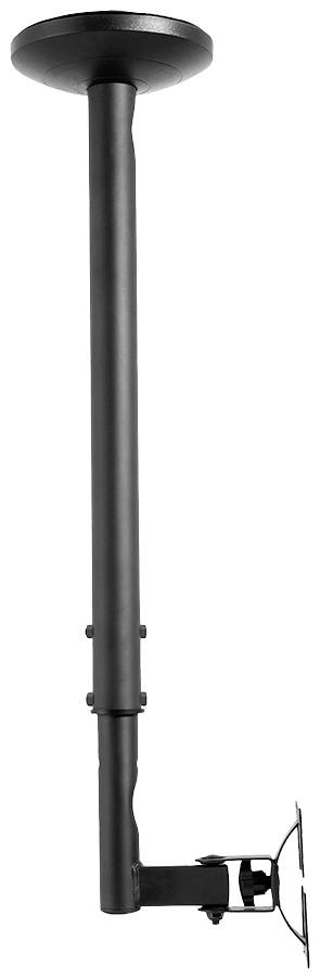 Support de plafond noir pour projecteurs, avec longueur réglable et fixation inférieure, pour un montage plafond stable des appareils.