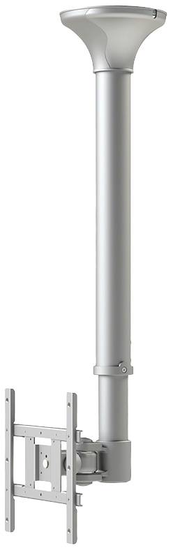 Support de montage en métal, tige cylindrique avec plaque de fixation rectangulaire, adapté pour une installation au plafond ou au mur.