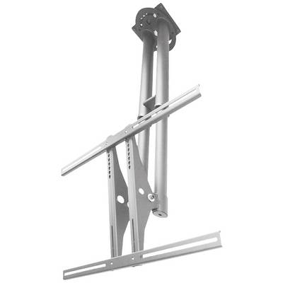 Support de plafond en métal pour téléviseur à écran plat, présentant une structure de bras ajustable pour la fixation du téléviseur au plafond.