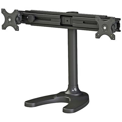 Un support de moniteur double en métal avec deux supports réglables. Idéal pour les espaces de travail nécessitant plusieurs écrans.