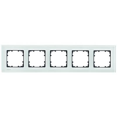 Cadre de commutateur multiprise blanc à six emplacements, adapté à plusieurs interrupteurs ou prises électriques dans un design mural moderne.