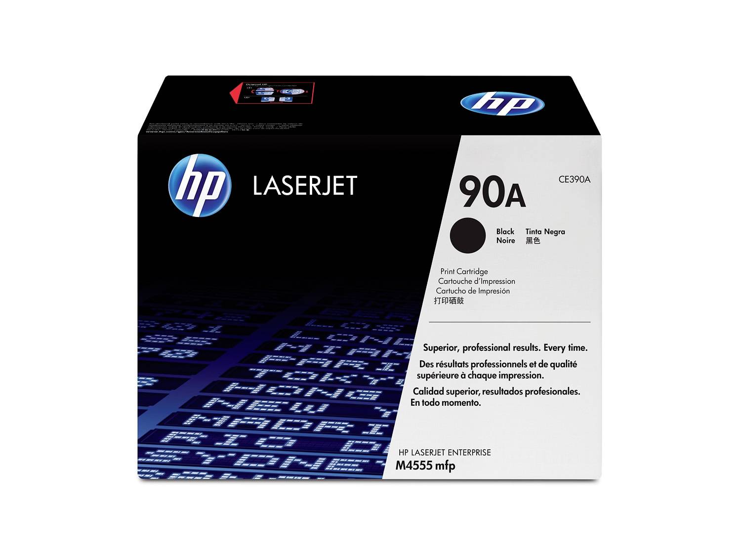 Cartouche d'impression noire HP LaserJet 90A, boîte pour HP LaserJet Enterprise M4555 MFP.