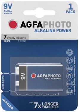 AgfaPhoto 6LR61 Pile 6LR61 (9V) alcaline(s) 9 V 1 pc(s)