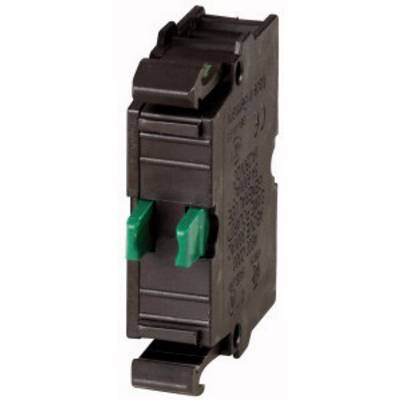 Un disjoncteur noir rectangulaire avec deux interrupteurs verts, disposés verticalement.