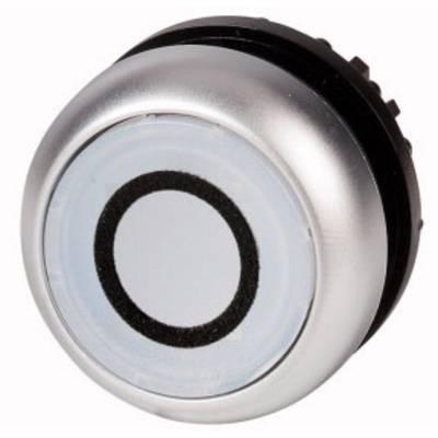 Un bouton rond argenté avec un anneau noir au centre, probablement un interrupteur ou un bouton électronique.