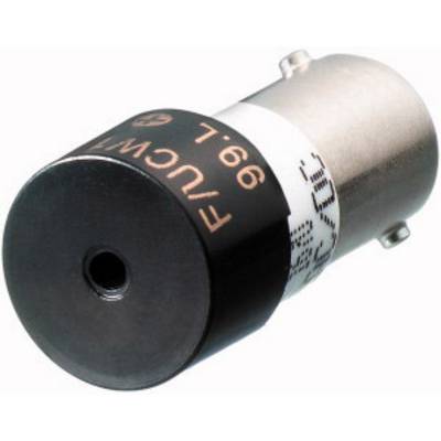 Une petite ampoule avec un capuchon en plastique noir portant l'inscription 'FUCW'. Elle possède une base métallique pour être installée dans un support.