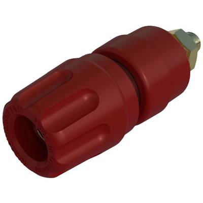 Un connecteur rouge étanche aux gaz, avec un capuchon à vis hexagonal et une poignée striée, utilisé dans les systèmes étanches aux gaz.