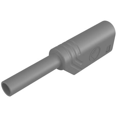 Un connecteur électrique gris de forme cylindrique, avec un dos plat et un raccordement rond à l'avant.