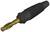 Un adaptateur banane doré avec une poignée noire striée est représenté. Il sert de connexion électrique dans les appareils audio.