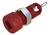 Fiche banane rouge isolée avec poignée en plastique striée et embout métallique, adaptée aux connexions électriques.