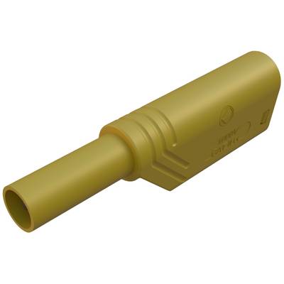 Fiche jaune à poignée cannelée et connexion cylindrique, élément de connexion électrique typique.