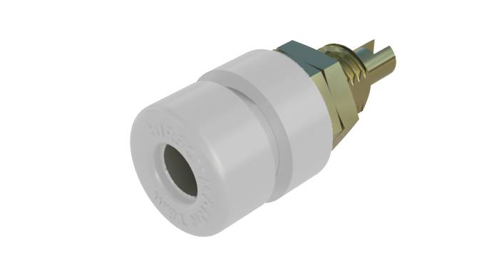 Un adaptateur cylindrique en plastique et en métal pour conduites d'eau, équipé d'un embout de raccordement droit en métal.
