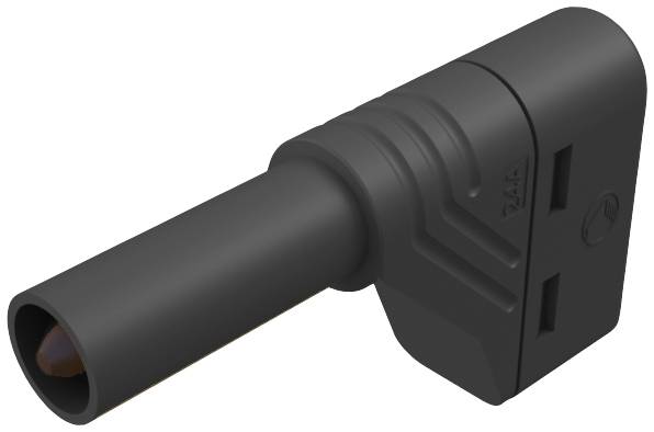 Connecteur coudé à 90 degrés, boîtier noir, adapté aux outils électriques ou applications similaires.