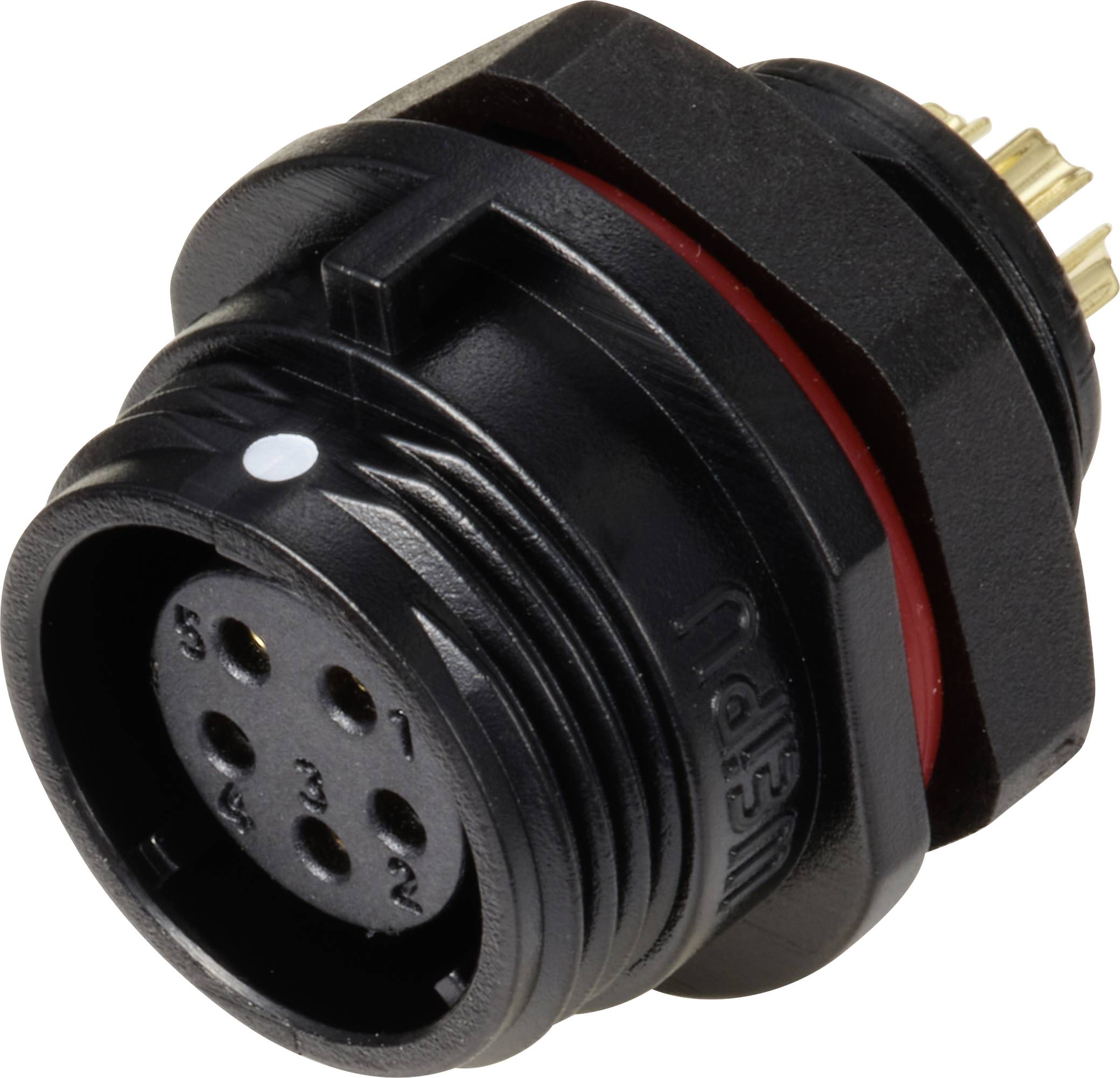 Connecteur pour montage en facade embase femelle 5 pôles 5 A 180 V/AC IP68 Weipu SP1312 / S 5-0