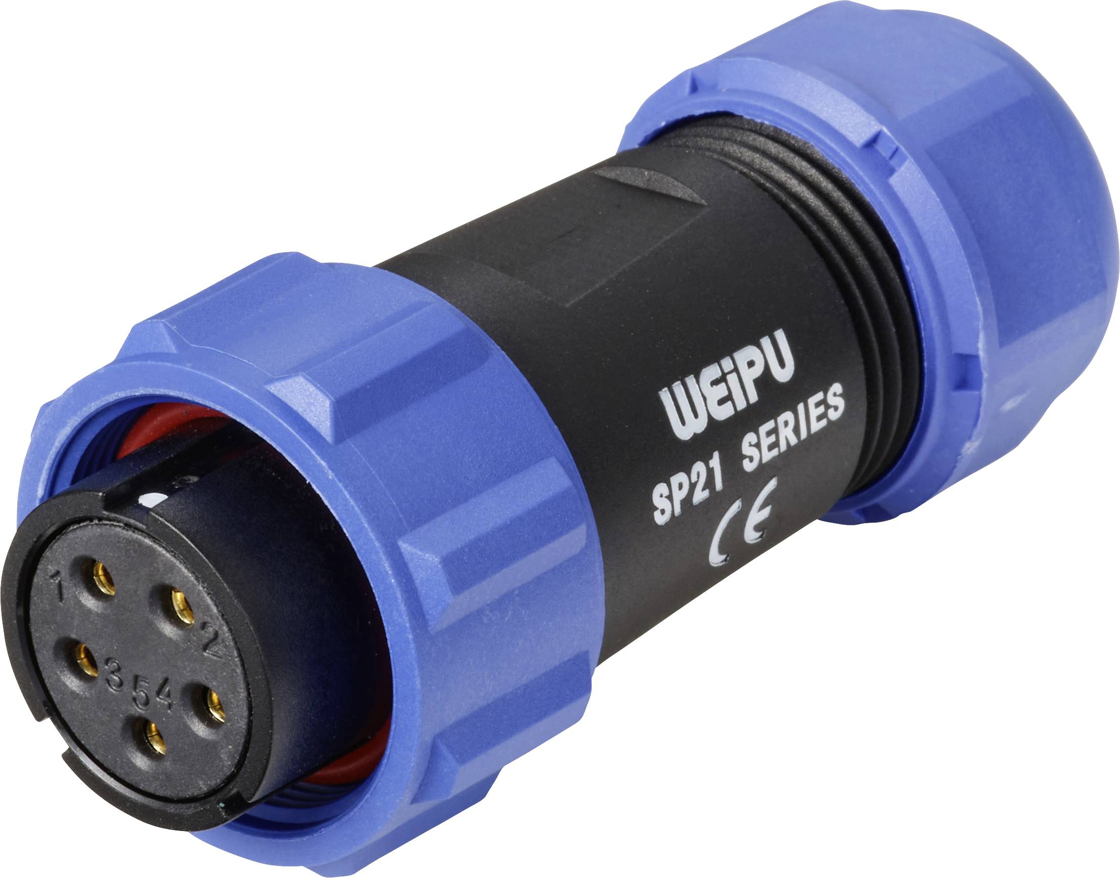 Connecteur de câble femelle, droit 5C pôles 15 A 500 V/AC IP68 Weipu SP2110 / S 5C II