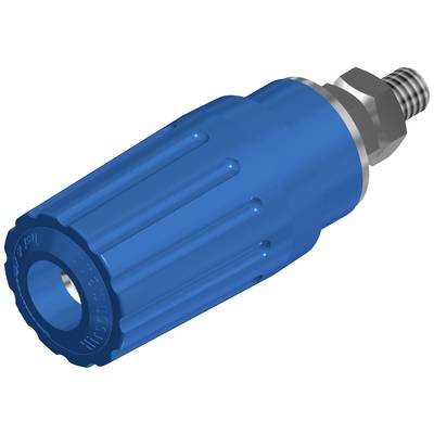 Connecteur rapide bleu avec surface striée et connexion métallique, destiné à être utilisé dans les systèmes pneumatiques.