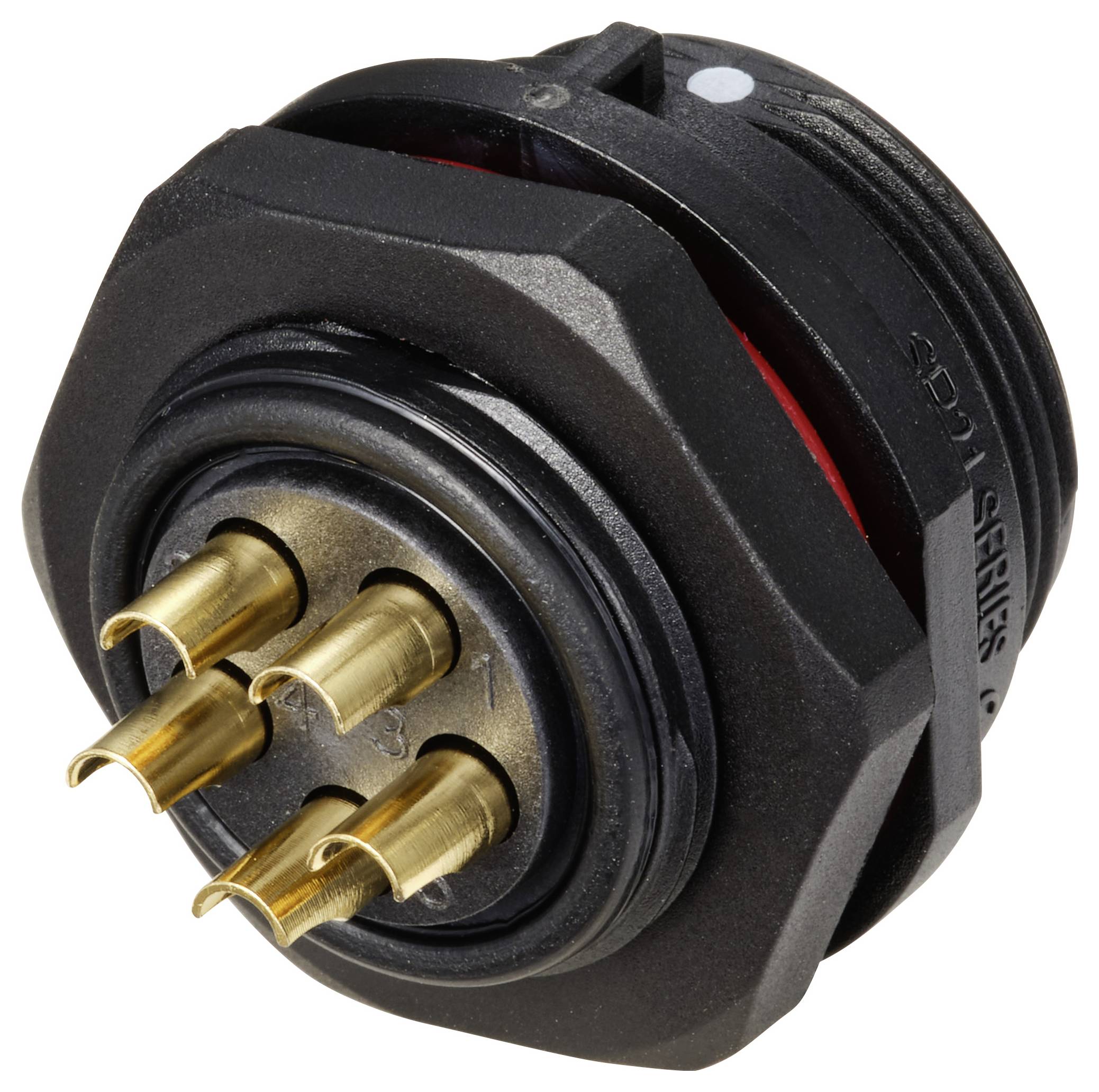 Connecteur pour montage en facade embase femelle 5 pôles 30 A 500 V/AC IP68 Weipu SP2112 / S 5-2